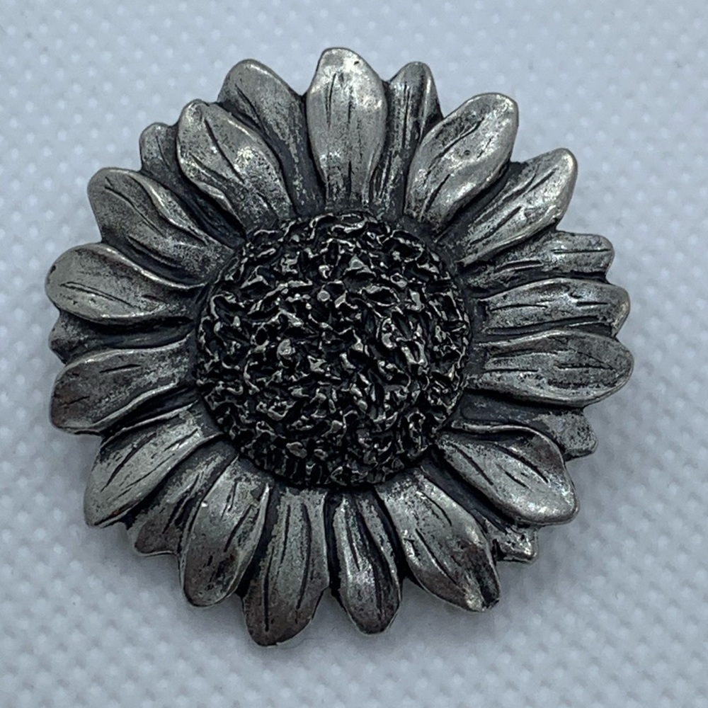 Signed Seagull Pewter 1991 Sunflower Brooch